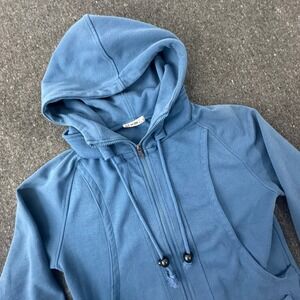 H2H Hoodie Mens Medium Blue Full Zip Slim Fit Casual Activewear Sweatshirt